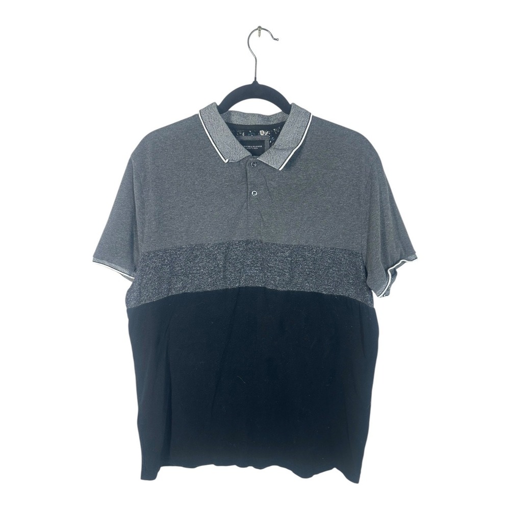 Denim & Flower Men's XL Gray Black Short-Sleeve Polo